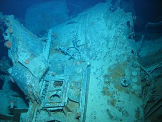 Large pieces of steel wreckage in debris field